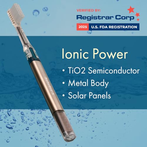 Soladey3 Ionic Toothbrush, Solar Panels and TiO2 Semiconductor, 4 Row Ultra Fine Orange, You can Brush Without Toothpaste