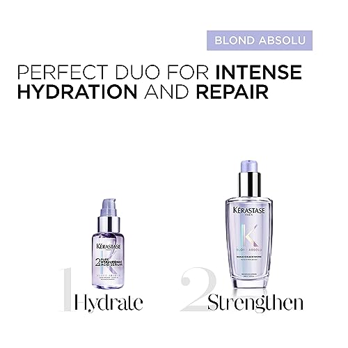 Kerastase Blond Absolu Hyaluronic Acid Hair Serum For Bleached & Highlighted Blonde Hair - Repairs Damaged Hair & Soothes Scalp, Instantly Hydrates & Adds Shine, 1.7 fl Oz