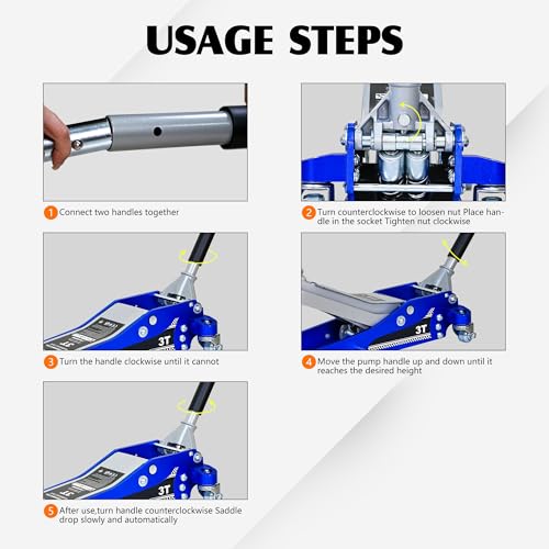 3 Ton Aluminum & Steel Hybrid Hydraulic Floor Jack, Dual Piston Racing Jack, CE Certified - size: 3T - Aluminum Body w/ Extra Saddle