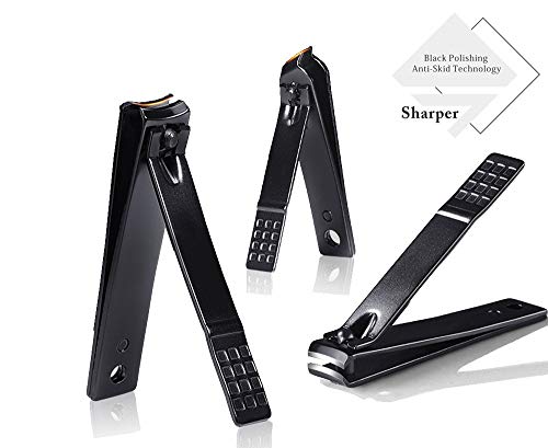 Professional Stainless Steel Nail Clipper Travel & Grooming Kit Nail Tools Manicure & Pedicure Set of 15pcs with Luxurious Case (Black/Yellow)