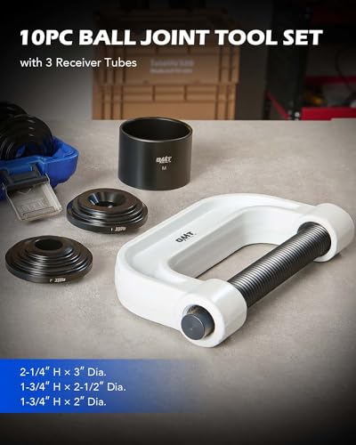 OMT Ball Joint Press Kit, Ball Joint Removal Tool with 4x4 Adapters | Heavy Duty Ball Joint Tools for Most 2WD and 4WD Cars and Light Trucks, White C-frame - color: white C-frame