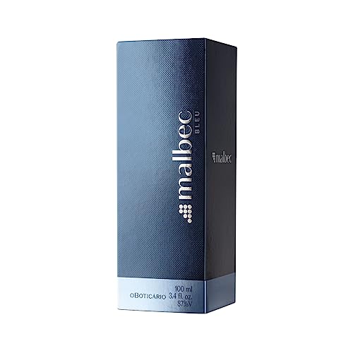 Malbec Blue Eau de Toilette By O Boticário, Cologne For Men Long Lasting Men's Fragrance, French Oak Barrel-Aged Red Wine & Woody Fougére Scent, 3.4 Ounce