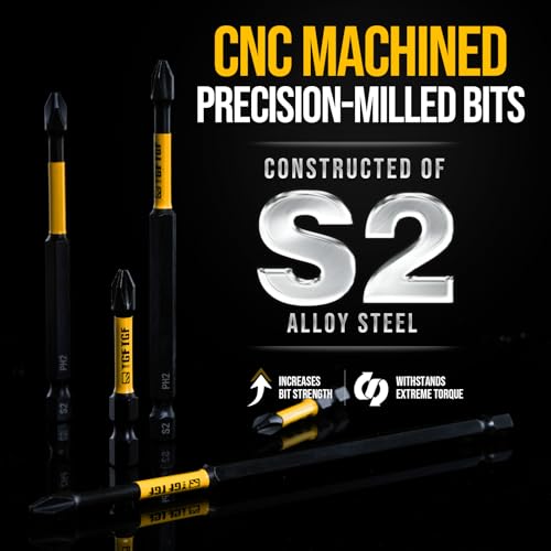 TGFTGF 10-Piece #2 Phillips Bits, 4 Inch S2 Alloy Steel Phillips Impact Driver Bits, Magnetic CNC Machined Tips PH2 Bits, Long-Lasting Torque Transfer Driver Bit Set With Storage Box, Automotive Home