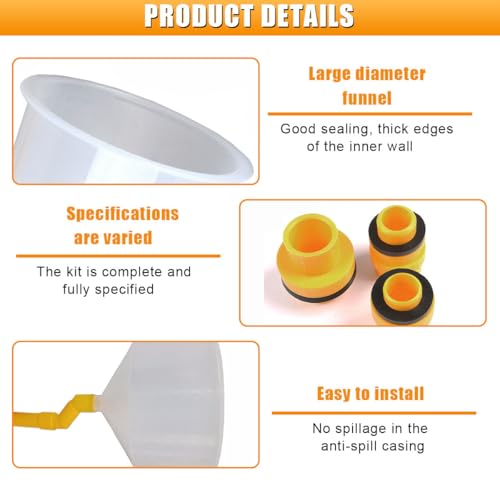 No-Spill Coolant Funnel Kit, Spill-Proof Coolant Filling Funnel Radiator Flush Kit with Adapters, Universal Radiator Bleeder Funnels Fill Kit for Most Cars (15PCS) - color: 15PCS