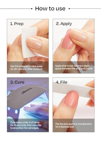 ohora Semi Cured Gel Nail Strips (N Chilly) - Red, Solid, Works with Any UV/LED Lamps, Salon-Quality, Long Lasting, Easy to Apply & Remove - Includes 2 Prep Pads, Nail File & Wooden Stick