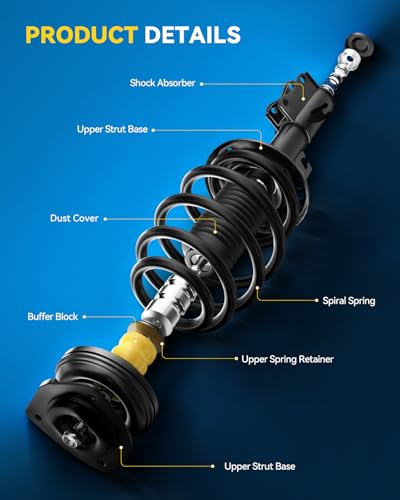 PHILTOP Front Complete Struts Shock absorber fits Sienna 1998 1999 2000 2001 2002 2003 171437 171438 Struts with Coil Spring Assemblies Set of 2 SAA699 - size: 1998-2003 Toyota Sienna