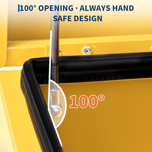 Industrial Steel Truck Tool Box w/Gas-Shock Lid, Pry-Resistant Security & Weatherproofing Toolbox Organizer Chest Fits Pickup, Truck Bed, RV, Trailer - color: Yellow, size: 15X15X36 inch