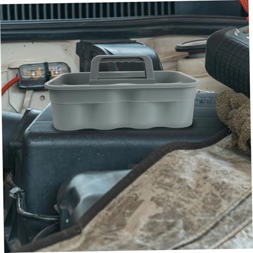 Portable Cleaning Supplies Organizer Basket with Handle Plastic Tool Tote for Car Detailing and Home Use Lightweight Storage Bin for