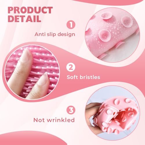Shower Foot Scrubber, 2025 New Shower Back Scrubber with Non-Slip Suction Cups, and 2pcs Super Soft Sunflower Suction Cup Bath Ball, Wall Mounted Slip Scrubber for Men and Women for Cleaning