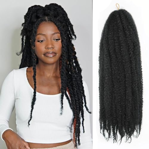 Marley Twist Braiding Hair 24 Inch Marley Twist Hair Long Cuban Twist Hair 8 Packs Afro Kinky Curly Twist Crochet Hair Synthetic Marley Hair Extensions (24 Inch 8packs, 1B)