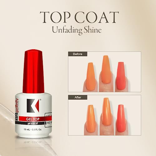 KUPA GelFinity - Soak Off Gel - Top Coat Glossy Finish (No-Wipe) 8.0 Fl Oz
