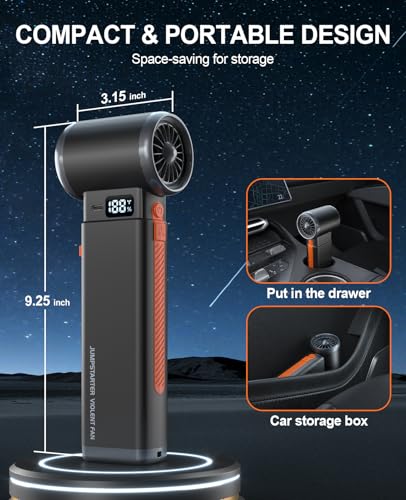 6000A Car Battery Jump Starter Portable Jumper Box Combo Compressed Air Duster & Vacuum Cleaner Function, 12V Battery Charger Booster Power Pack with Turbo Fan(Deep Gray) - color: Deep Gray
