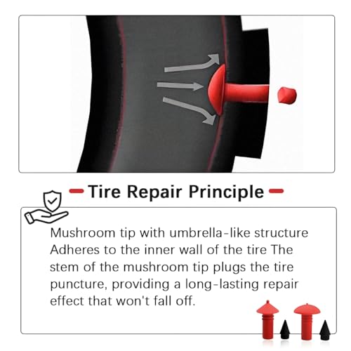 Bittwee Mushroom Shaped Car Tire Repair Insert Plugs, 90PCS Rubber Vehicle Wheel Sockets Tool with 90PCS Pins, Practical Automotive Replacement Parts, Universal for SUV RV Truck (Large) - size: Large