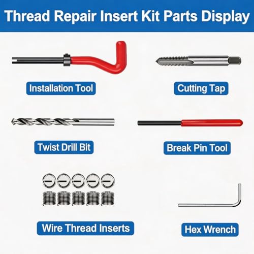 M10 X 1.5 Thread Repair Kit, Metric Helicoil Kit with HSS Drill Bit, 10PC Wire Thread Inserts - size: M10 x 1.5mm
