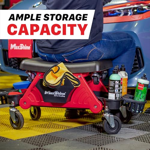 Maxshine Detailing Mini Creeper Without Cushion – Mobile Rolling Utility Creeper Seat for Mechanics & Car Detailers – Low Profile Detailing Seat for Car Cleaning, Polishing, Coating & Waxing - size: Mini Creeper
