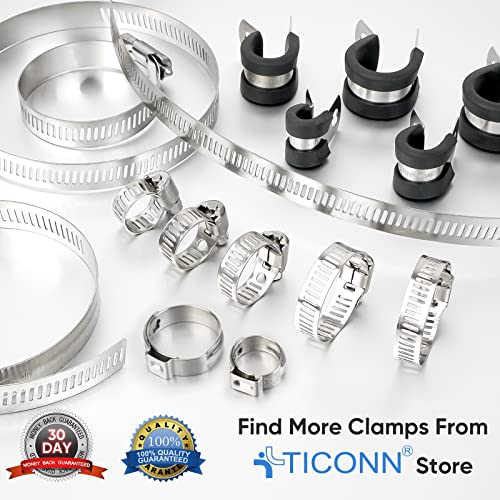 TICONN 12PCS Hose Clamp Set - 5''–6'' 304 Stainless Steel Worm Gear Hose Clamps for Pipe, Intercooler, Plumbing, Tube and Fuel Line - size: SAE #88 12PCS 5"~6"