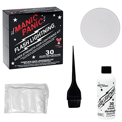 MANIC PANIC Flash Lightning Hair Bleach Kit - Bleach Powder + 30 Volume Developer - Hair Lightener for Dark Shades - Lifts Up to 5 Levels - Achieve Medium to Light Blonde - Vegan & Cruelty-Free (2 pk)
