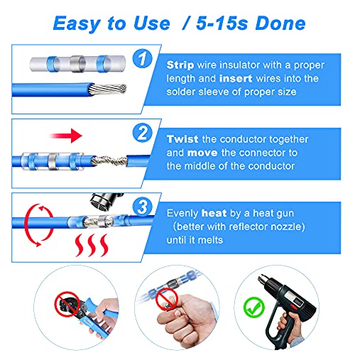 Kuject Heat Shrink Solder Seal Wire Connectors Kit 120PCS | 26-10 AWG Waterproof Electrical Connectors for Marine, Automotive, Truck Repair, Solderless Wiring Splice Connectors