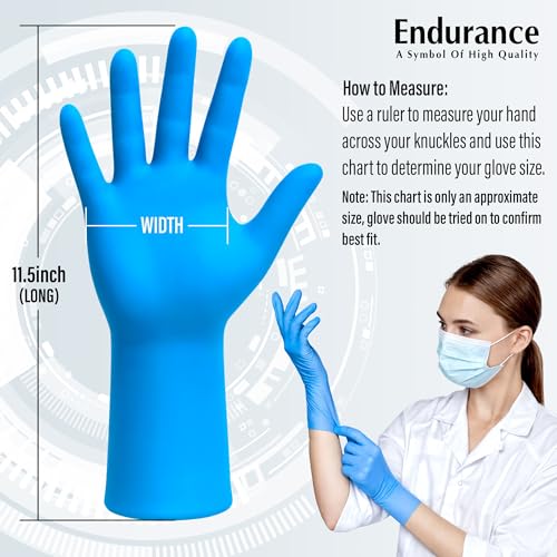 Ensure Blue Nitrile Gloves Medical Powder & Latex Free Chemical Resistant | 11.5 Inch Disposable Medical Exam Nitrile Gloves, Powder & Latex Free, Non Sterile, Chemo-Rated, High Risk, Single Use, 8 Mil - size: Medium (Pack of 500)