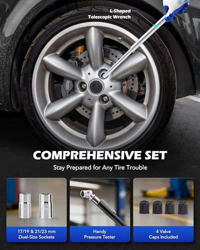 Orion Motor Tech 2 Ton Scissor Jack, 14 pc. Dual-Action Car Scissor Jack Kit for Sedan SUV MPV with Drill Socket Ratchet Wrench, 4409 lb. Portable Car Jack and Stand Kit for Spare Tire Changing