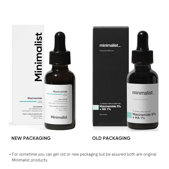Minimalist 5% Niacinamide Serum for Clear Glowing Skin | With 1% Hyaluronic Acid for Hydration | Pore Minimizer for Face | Clears Acne Marks & Blemishes | For Women & Men | 1 Fl Oz / 30 ml