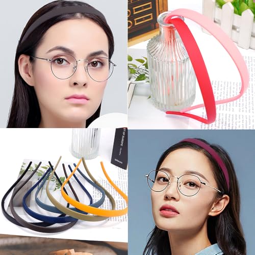 TOBATOBA Headbands for Glasses Wearers 10Pcs, Sunglasses Headband for Women Girls, No Headache Headband Flex, Comfortable Headbands Non-slip, Square Headband, Matte Plastic Headbands No Pressure