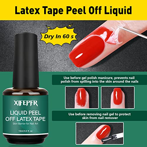 Gel Nail Polish Remover Kit, 2 Pack Gel Polish Remover with Liquid Latex, Nail Buffer and File, Cuticle Tool, Magic Gel Remover, 2-5Mins Remove Gel Polish, No Soaking Wrapping, Gifts for Women