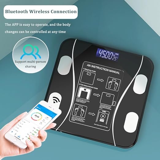 Digital Bathroom Scale Led Display,Scale for Body Weight and Fat Percentage,with Smartphone App Scale USB Rechargeable Wireless Digital Weight Scale