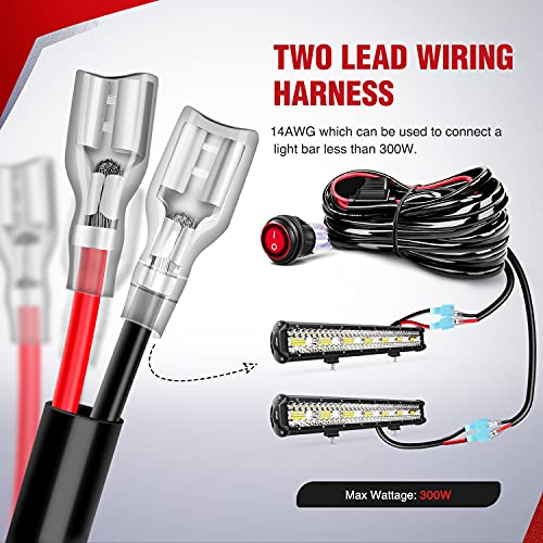 Nilight LED Light Bar Wiring Harness Kit - 2 Leads 14AWG Heavy Duty 12V On Off Switch Power Relay Blade Fuse for Off Road LED Work Light - color: 14AWG-2 Lead