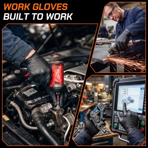 10 Mil HEAVY DUTY Nitrile Gloves Latex Free Rubber Disposable Gloves with Diamond Textured Mechanic BBQ Cooking Gloves - size: Large
