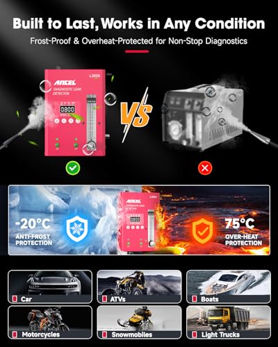 ANCEL L3000 Digital Automotive Smoke Leak Detector with LED Pressure Gauge – EVAP System & Full-Vehicle Leak Tester for Gasoline and Diesel Engines, Professional Smoke Machine Tool - size: Digital Display