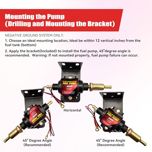 Gasoline Electric Fuel Pump Universal 12V 1-2A 28GPH 2-3.5 PSI Operating Fuel Pressure with 5/16 Inch (8mm) ID Fuel Line Hose 6.56FT - color: 2-3.5PSI 28 GPH for Gasoline+ 6.56FT Fuel Line