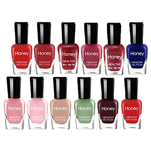 Non Toxic Nail Polish Set, Easy Peel Off and Fast Dry Nail Polish Set for Pack, Eco Friendly and Organic Water Based Nail Polish for Women,Teens(12 Bottles, 5ML)