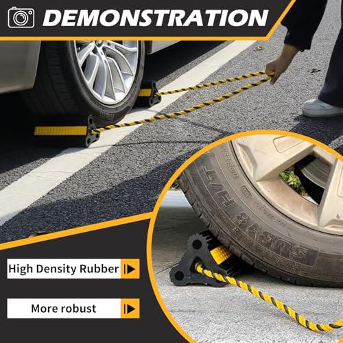 Wheel Chocks [1pair/2pack with Rope] for RV Trailer Camper Truck Car and Aircraft, Versatile Heavy Duty Rubber Wheel Chocks Block with 3 Reflective Strips, Tire Wheel Immobilizers & Chocks - size: 160B-1pair2pack
