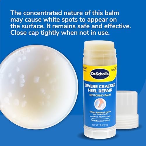 Dr. Scholl's Severe Cracked Heel Repair Restoring Balm 2.5oz, with 25% Urea for Dry, Cracked Feet, Heals and Moisturizes for Healthy Feet, Epsom Salt Soothes, Safe for Diabetics, 3-pack