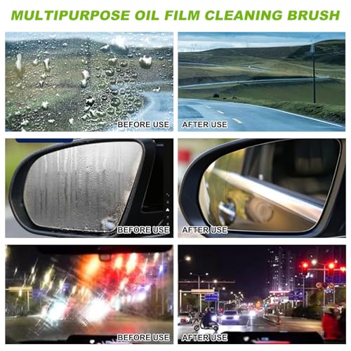 Yicengy Automotive Oil Film Cleaning Brush, 2026 New Car Windshield Oil Film Remover for Car Windows Includes 1 Refill Bottle, Glass Coating Cleaner Board, Anti-Rain Fog, Improves Clarity (2pcs) - color: 2pcs