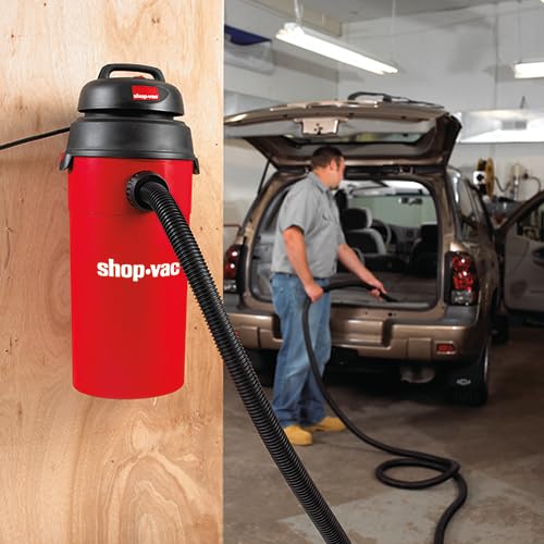 Shop-Vac 5 Gal 5.5 HP Wet/Dry Vacuum, Wall Mount, 9522236 | 25ft Long Reach (18ft Hose+7ft), 14 Attachments & Accessories, Compact & Portable, Ideal for Garage, Car, Workshop & Jobsite - size: 5 gallon