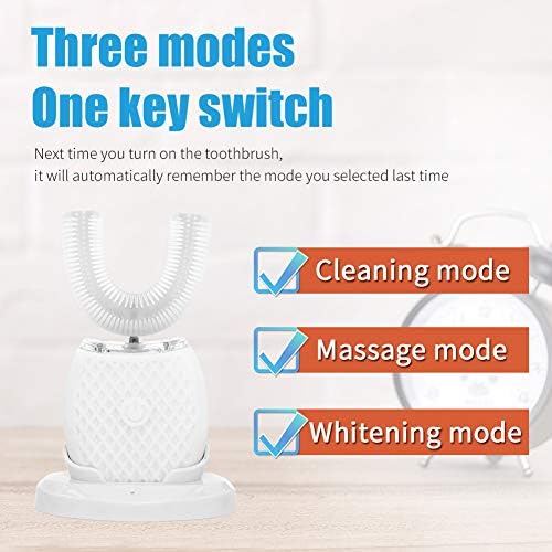 Ultrasonic Toothbrush for Adult Automatic Toothbrush 30'' Automatic Timer Wireless Charging Washable Travel Home Dual-use (White, M)