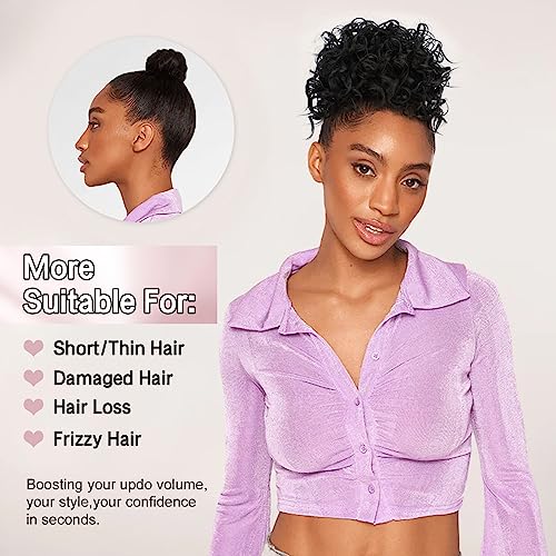 Lommel Messy Bun Hair Piece for Women 70g Elastic Drawstring Loose Wave Curly Hair Buns HairPiece Synthetic Hair Bun Hair Extensions for Women Daily Use(Dark Brown)