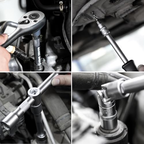 XHTT Mechanics Tools Kit,108-Piece 1/4"&1/2 Metric And Standard Socket Set,Ratchet Set,Quick Release Reversible Ratchet Wrench,Universal Joint,Extension Bars.