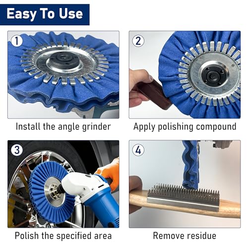 11PCS 6" Airway Buffing Wheels with Flange-Free One-Piece Hub | Flange-Free Installation | 5/8" Arbor Hole | 11mm Thickened Hub | Aluminum Polishing Kit | Mirror Finish | Angle Grinder - size: 6" Airway Buffing Wheels