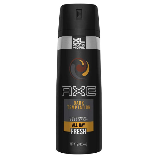 Axe Body Spray Deodorant for Long Lasting Odor Protection Dark Temptation All Day Fresh Scent Mens Deodorant Formulated Without Aluminum 5.1 oz 4 Count
