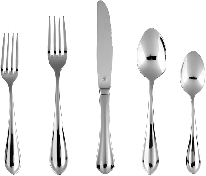 Fortessa Forge 18/10 Stainless Steel Flatware 20 Piece Place Setting, Service for 4
