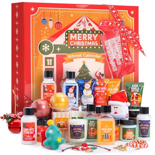 2024 Advent Calendar, New Year Gifts for Women with Hand Cream, Bubble Bath, Body Butter, Necklace, Bracelet, Brooch, Beauty Skincare Bath and Body Gift Set, 24 Days of Holiday Gift