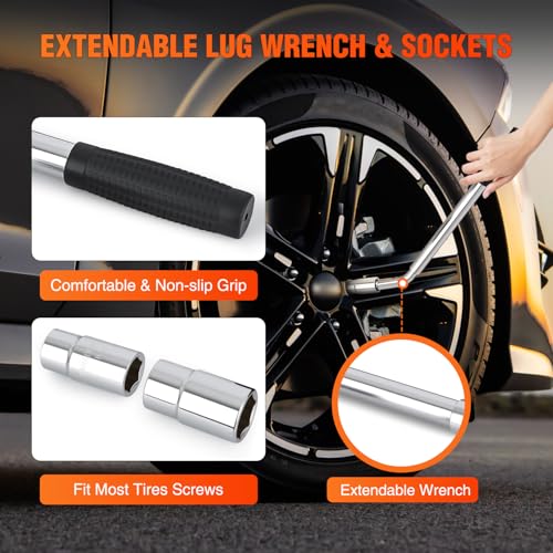 Nilight Scissor Jack Kit for Car 2 Ton(4409 lbs), Heavy Duty Portable Steel Scissor Lift Jack Car Tire Changing Kit with Ratchet & Lug Wrench for Sedan SUV MPV, 3.9''-15.7'' Lifting Range, Black - size: 2T with Ratchet & Lug Wrench Set, Black