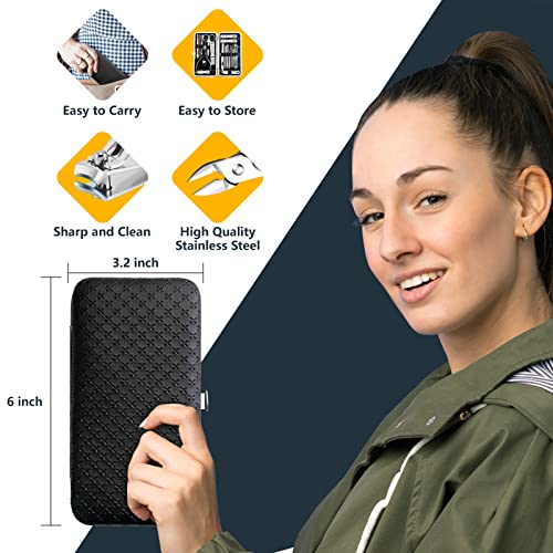 Manicure Set - Cuticle Remover Cream, 19Pcs Nail Clipper Pedicure Kit, Professional Grooming Kit with Black Luxurious Travel Case, Stainless Steel Nail Kit for Men Women, Gifts for Women