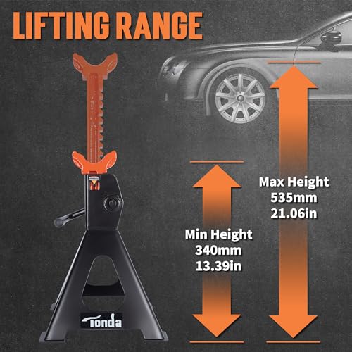 TONDA Jack Stands 3 Ton 1 Pair and Jack Pads 2 Pack and Jack Stand Pads 2 Pack