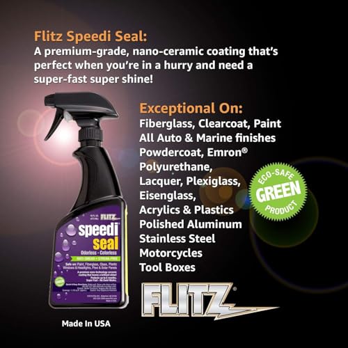 Flitz Speedi Seal - 16oz Bottle of USA-Made Ceramic Coating for Cars to Polish & Protect for Up to 6 Months - Works on Paint, Fiberglass, & More - Streak-Free Ceramic Spray Sealant (12 Pack) - size: 16 Fl Oz (Pack of 12)