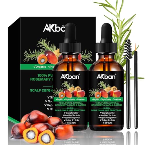 Batana Oil for Hair Growth, with Rosemary Oil Maca Argan Jojoba Oil, Promotes Hair Thickness, Nourish Scalp and Hair for All Hair Tapes | Glass Bottle with Dropper | 1fl oz + 1 fl oz