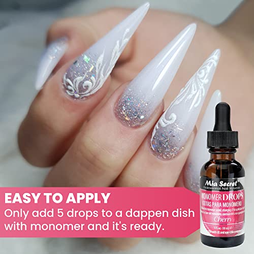 Mia Secret Monomer Drops Cherry Scent, 1oz - Odor Out Drops for Liquid Acrylic Monomer - Liquid Monomer Odor Neutralizer